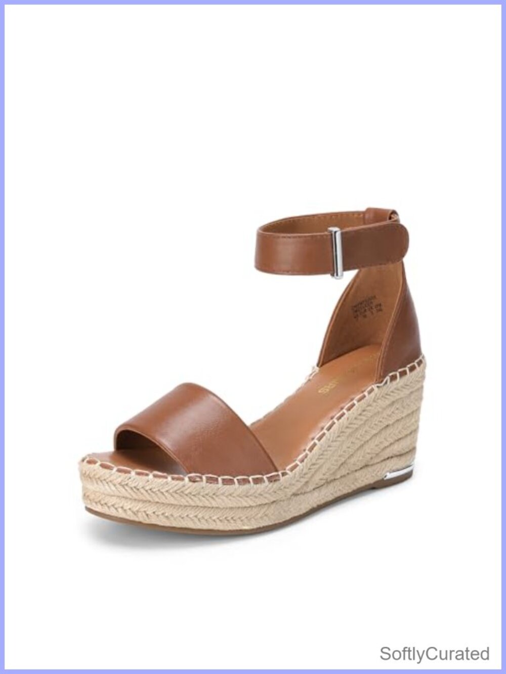 Women's Espadrille Platform Wedge Sandals Faux Leather Ankle Strap